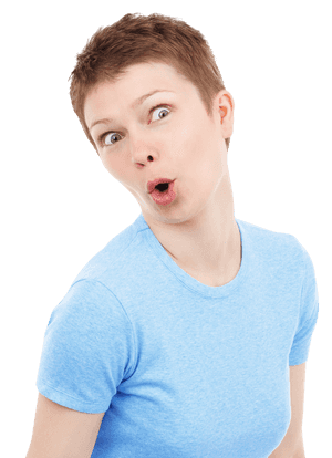 Surprised Expression Blue Shirt PNG image with transparent background