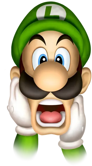 Surprised Luigi Portrait PNG Image