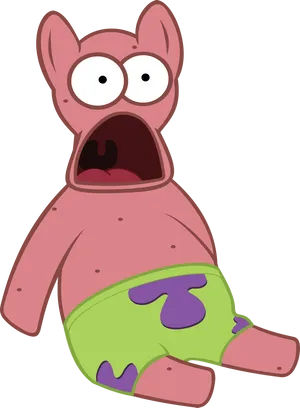 Surprised Pink Cartoon Character PNG Image