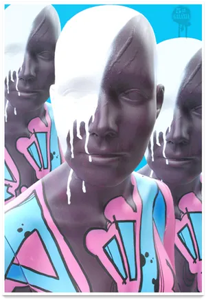 Surreal Melting Faces Artwork PNG Image