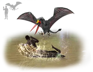 Surreal Pterosaur Attack PNG Image