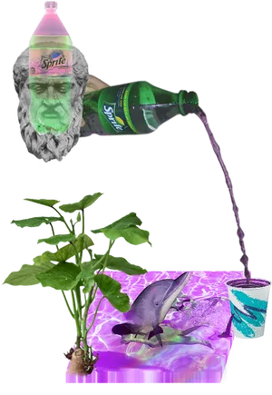 Surreal Sprite Pouring Scene PNG Image