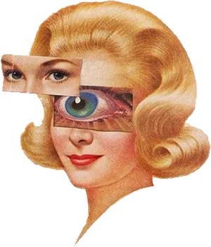 Surreal Vintage Eye Collage PNG Image