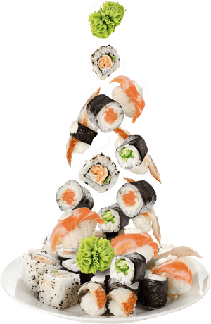 Sushis E Niguiris Caindo Em Um Prato - Falling Sushi, HD Png Download PNG image with transparent background