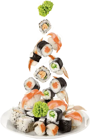 Sushi Selection Levitation PNG Image