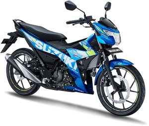 Suzuki Motorcycle Blue Black Design PNG Image