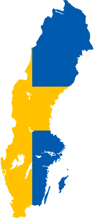 Sweden Map Outlinedin National Colors PNG Image