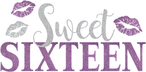 Sweet Sixteen Glitter Text PNG Image