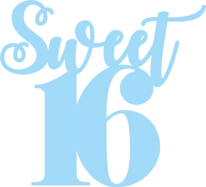 Sweet16 Cursive Text Logo PNG Image