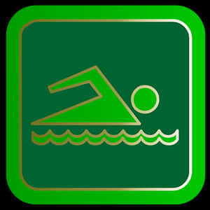 Swimming Symbol Green Sign PNG image with transparent background