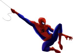 Swinging Spider Man Cartoon PNG Image