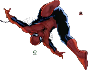 Swinging Spider Man Illustration PNG Image