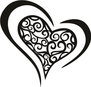 Swirling Heart Line Art PNG Image