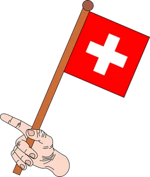 Swiss Flagin Hand Illustration PNG Image