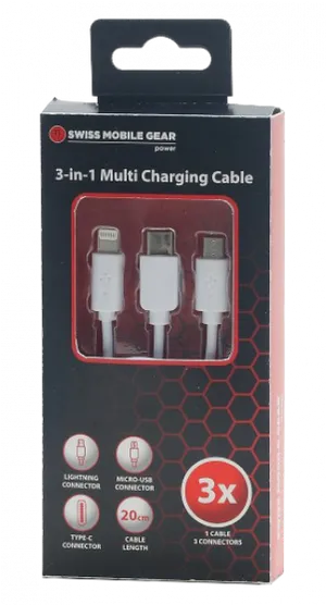 Swiss Mobile Gear3in1 Multi Charging Cable PNG Image