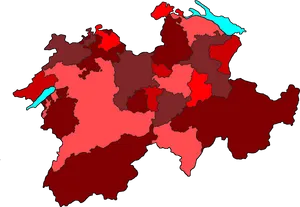 Switzerland Cantons Map Color Coded PNG Image