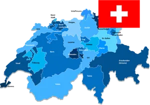 Switzerland Cantons Mapwith Flag PNG Image