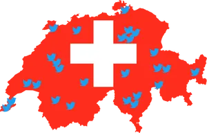 Switzerland Map Twitter Birds PNG Image