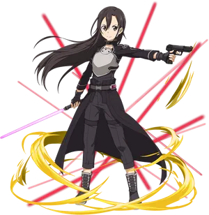 Sword Art Online Anime Character Action Pose PNG Image