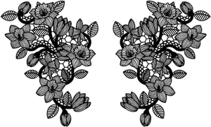 Symmetrical Floral Lace Pattern PNG Image