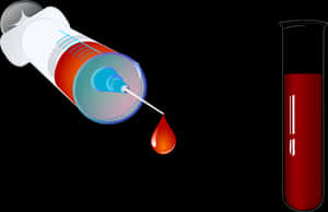 Syringeand Blood Sample PNG with transparent background