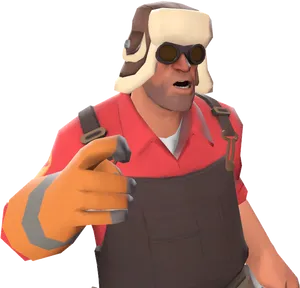 T F2 Engineer Pointing PNG Image