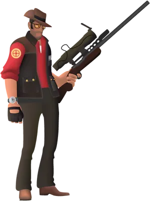 T F2 Sniper Character Pose PNG Image