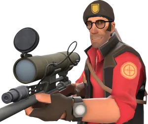 T F2 Sniper With Rifle PNG Image