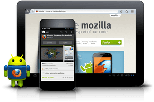 Tablet Displaying Firefox Browser Android App PNG image with transparent background