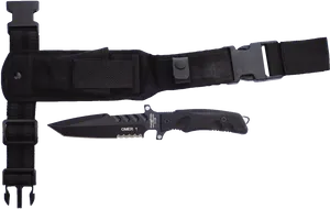 Tactical Knife With Sheathand Straps PNG Image