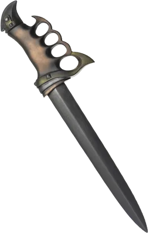 Tactical Knifewith Knuckle Guard PNG Image