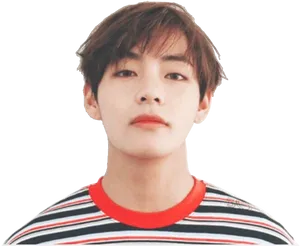 Taehyung_ Striped_ Shirt_ Portrait PNG Image