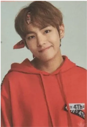 Taehyungin Red Hoodiewith Hair Clip PNG Image