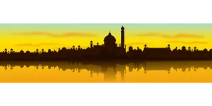 Taj Mahal Silhouette Sunset Reflection PNG Image