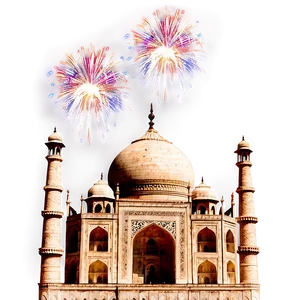 Taj Mahal With Fireworks Png Otc PNG Image