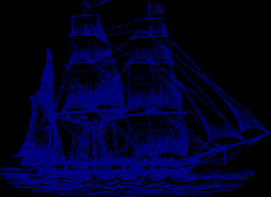 Tall_ Ship_ Silhouette_ Night_ Sea PNG image with transparent background