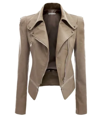 Tan Leather Blazer Jacket PNG Image