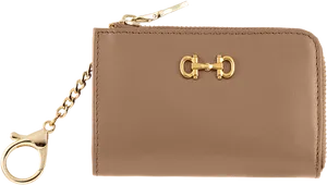 Tan Leather Walletwith Keychain PNG Image