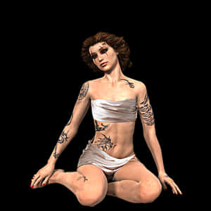 Tattooed Female3 D Model PNG image with transparent background