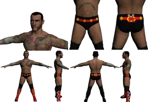 Tattooed Wrestler Model Showcase PNG Image