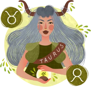 Taurus Zodiac Sign Illustration PNG Image