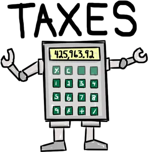 Tax Calculator Robot Cartoon PNG Image