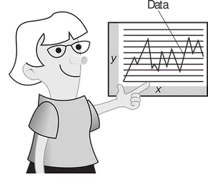 Teacher Explaining Graph Black And White PNG Image