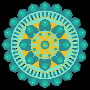 Teal_and_ Orange_ Mandala_ Art PNG image with transparent background