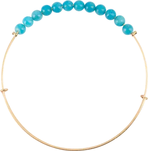 Teal Beaded Golden Bracelet PNG Image