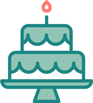 Teal Birthday Cake Icon PNG Image