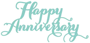 Teal Happy Anniversary Calligraphy PNG Image