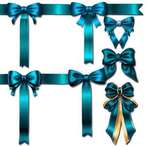 Teal Ribbon Bow Decoration PNG lfs13 PNG