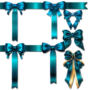 Teal Ribbon Bow Decoration Png Lfs13 PNG Image