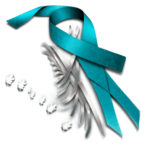 Teal Ribbon for Ovarian Cancer Awareness PNG poo PNG